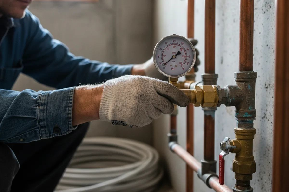 Pressure testing a repaired line during Water Line Repair in Shaw Afb
